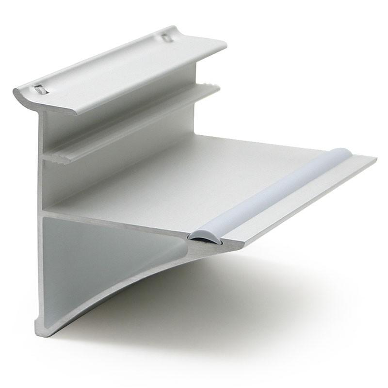 ZOBAL - SOPORTE EST/MADERA ESPESOR MÁXIMO DE 28mm L100 PLATA MATE CABEZA PLANA CON PESTAÑA SUPERIOR DE SUJECCION Y GOMA.