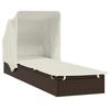 VidaXL Sunbed with Foldable Canopy Brown 213x63x97 Cm Braided Resin, Lounge Chair, Outdoor Lounge Chair, Salon Bed, 319637