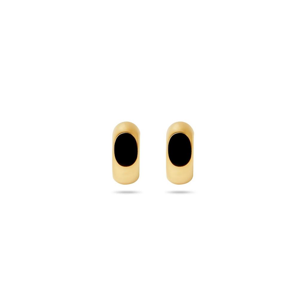 Today'S Unique Niche White Shell Black Agate Stud Earrings, High-End Fashion And Simple Temperament Earrings