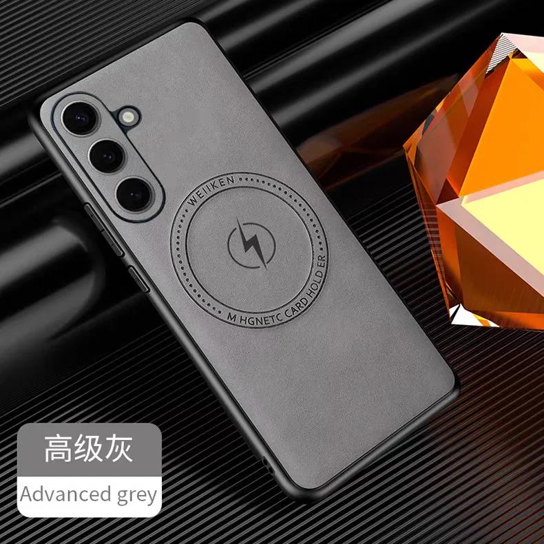 New Magnetic Leather Case For Samsung Galaxy S25 Ultra Plus Wireless Charging Phone Cover For Samsung S24 S23 S22 S21 Ultra Plus