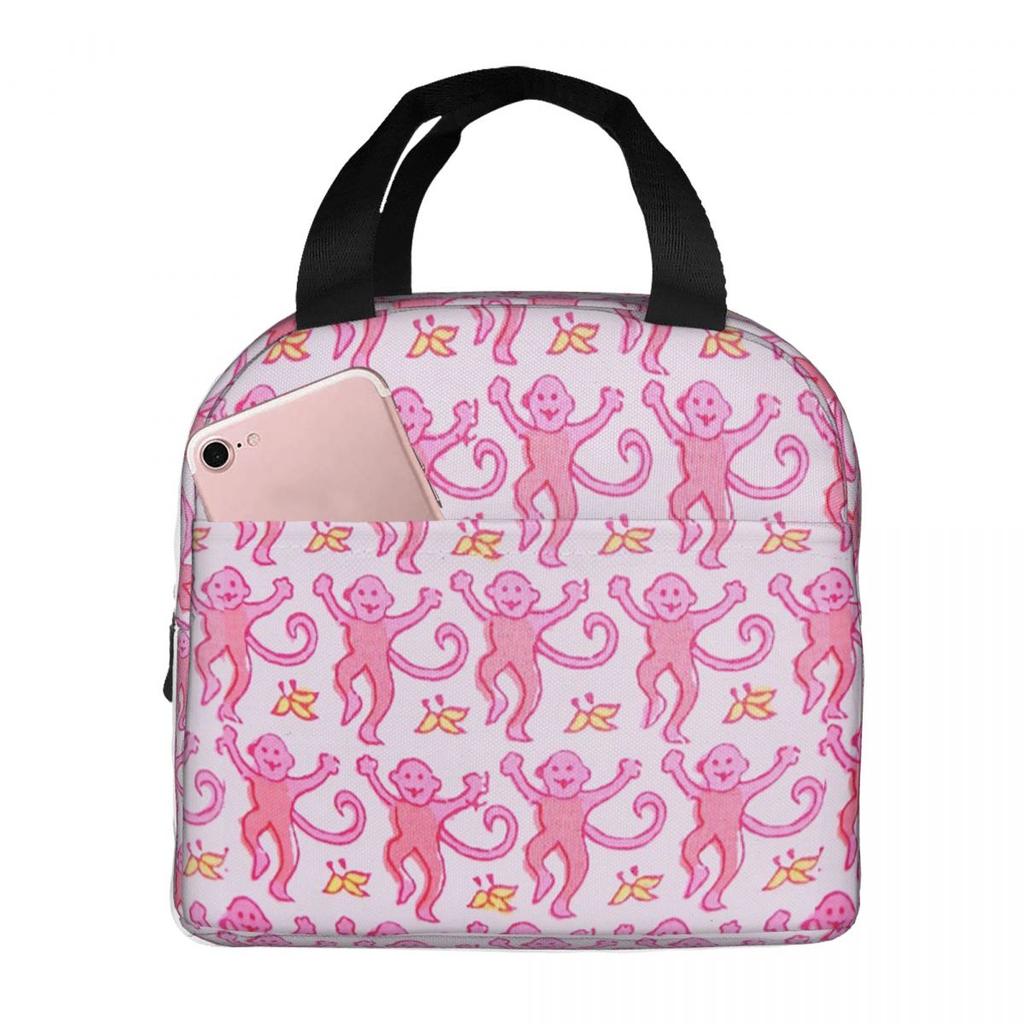 Preppy Roller Monkeys Rabbit Insulated Lunch Bag for Women Children Portable Food Boxes Thermal Lunch Box Tote