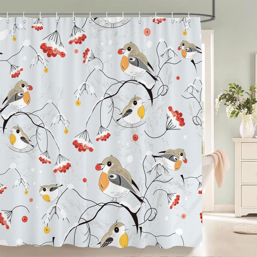 Colorful Flowers, Birds, Plants Shower Curtains Waterproof Bathroom  Curtains 3d Printing Polyester Cloth 180X200CM Bath Screen