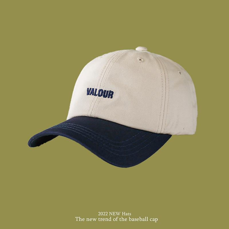 New Style Soft Top Letter Embroidery Female Baseball Cap with Big Brim and Male Sun Visor Color Block Baseball Cap