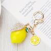 1/3Pcs Summer Style Alloy Rhinestone Lemon Keychain Bag Imitation 3D Fruit Ornament Key Ring Bag & Car Decoration