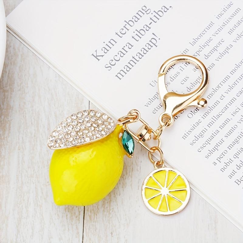 1/3Pcs Summer Style Alloy Rhinestone Lemon Keychain Bag Imitation 3D Fruit Ornament Key Ring Bag & Car Decoration