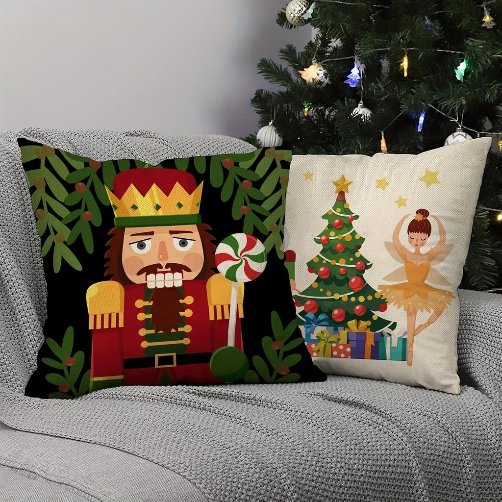 Nutcracker Christmas Pillowcases: Festive Designs for a Jolly Holiday Sofa bed cushion cover, New Year home decoration