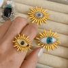 Geometric Exaggerated Ring Blue Eyes Vintage Gold Ring Creative Demon Eye Ring  Couple