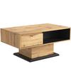 Wood Grain Coffee Table with Handleless Drawer, Storage Compartment and Rear Compartment, Double-Sided Storage, Office/Living Room Sofa Table