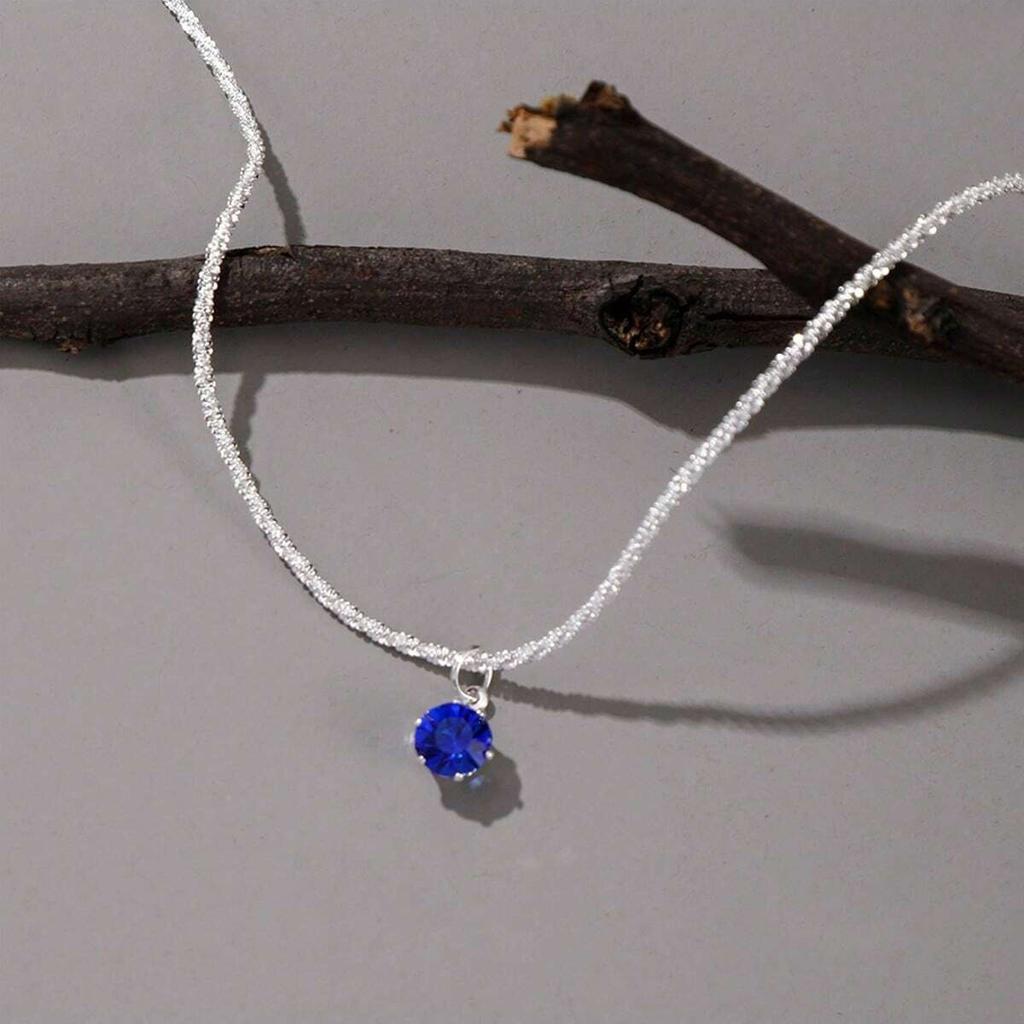 Silver Tennis Chain Choker Necklace with Round CZ Pendant Sparkling Jewelry for Women