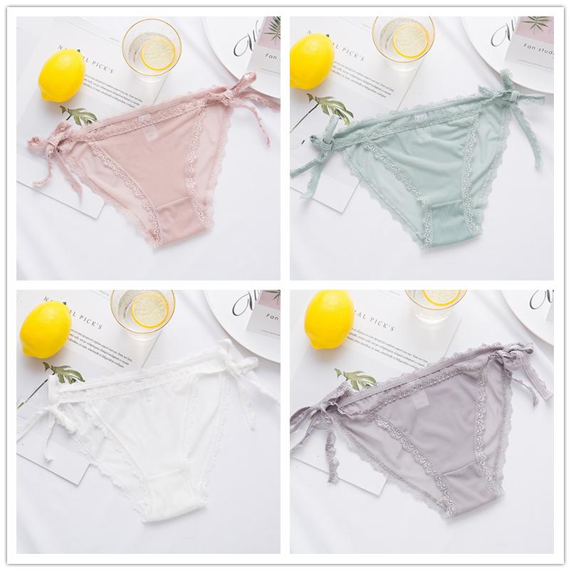 

4 шт./лот, сексуальное женское нижнее белье на шнуровке, прозрачные сетчатые забавные треугольные трусики из чистого хлопка с промежностью, нижнее белье большого размера L