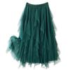 2023 Women's Irregular A-Line Pleated Gauze Skirt with Tassels