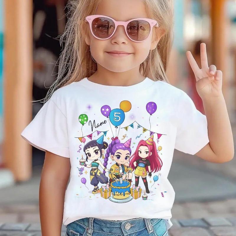 2026 Kpop Cartoon Print Graphic Kids T-Shirts Funny Gift for Fans Harajuku T-Shirts Summer Short Sleeve Tops Children's Clothing