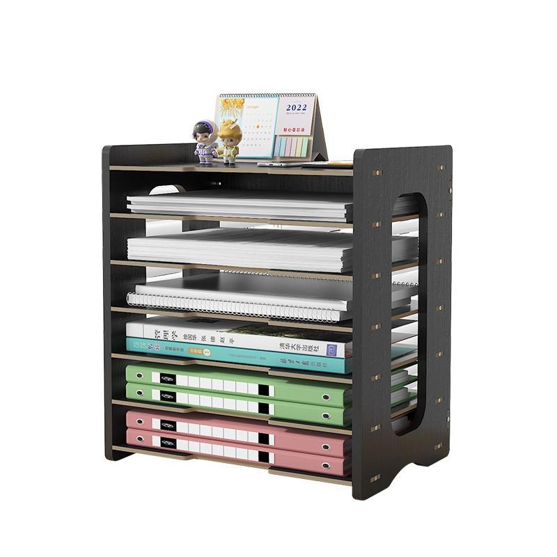 Desktop A4 Stationery Organizer Multi-layer Office Document Rack Wooden Desk Storage Shelf