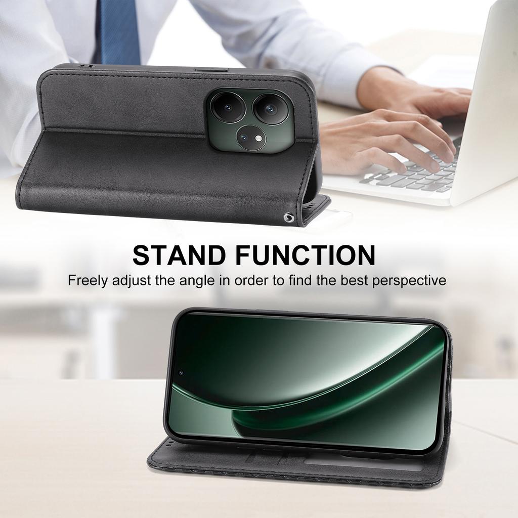 For Realme GT 6 5G Case Calf Texture PU Leather Phone Cover with Wallet