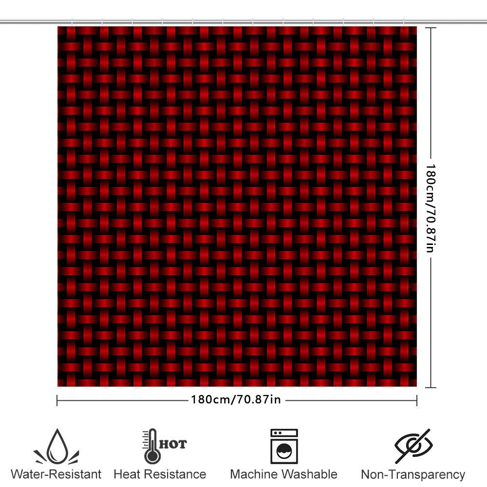 Red Woven Shower Curtain Waterproof Fabric Bathtub Decor For Bathroom Accessories Home Decor (Size: 72X84 In)