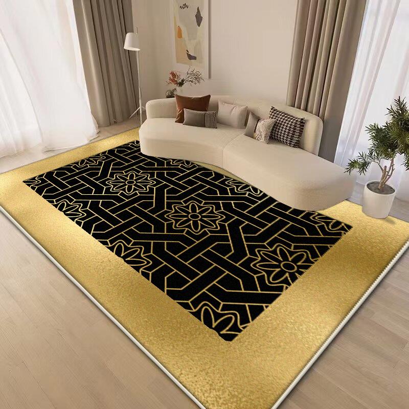 Luxury Big Size Carpet Living Room Gold Senior Coffee Tables Mats Non-slip Bedroom Decoration Rug Soft Sofa Table Mat Washable