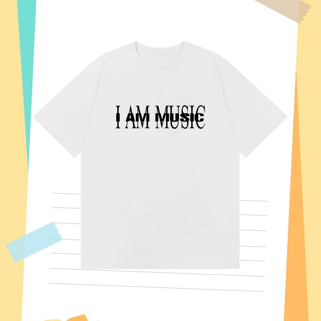 Mens Clothing I AM MUSIC Fun Design Cotton Printed Tshirt Spring and Summer  Personality Short Sleeved Round Neck Tshirt