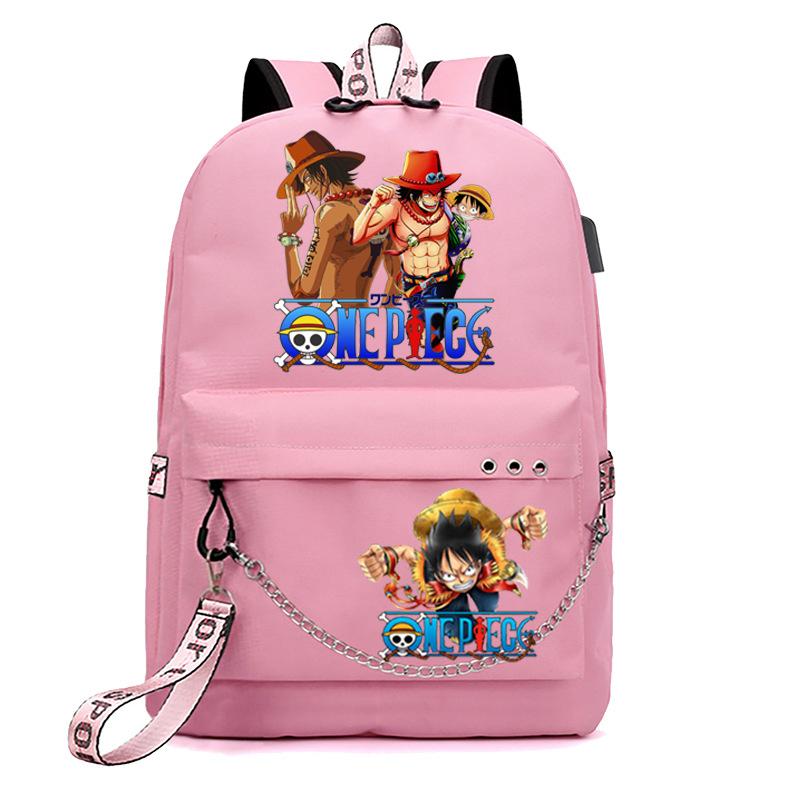 One Piece Print USB School Bag for Primary and Secondary School Students Men and Women Webbing Backpack