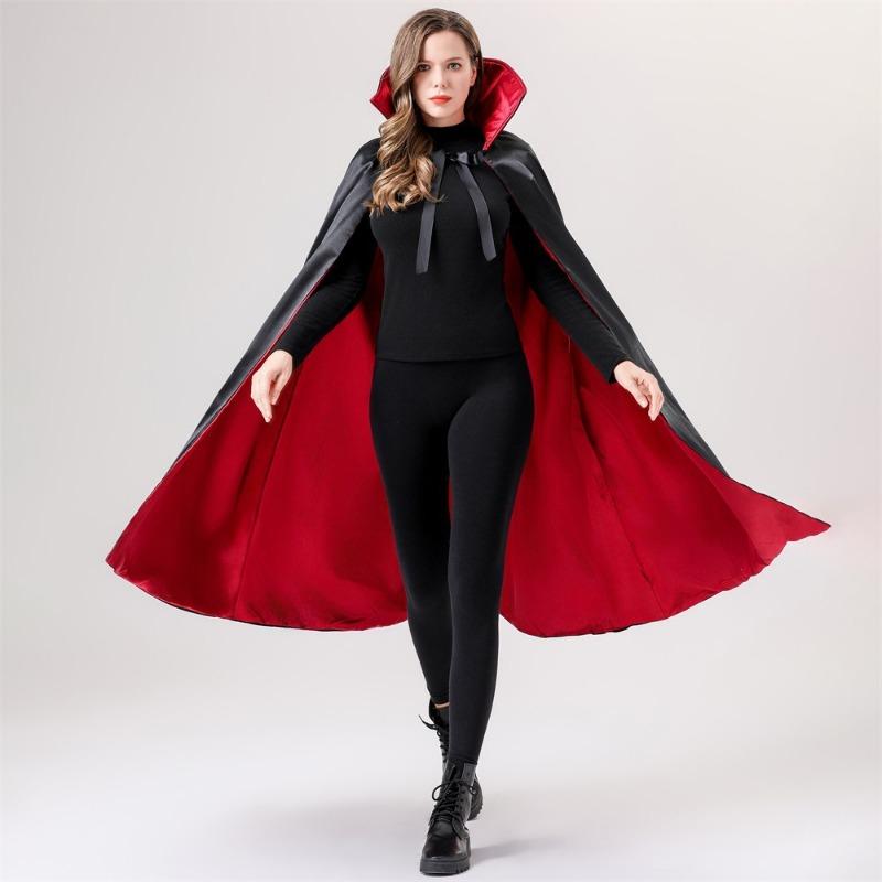 Halloween Cape Adult Makeup Props Red and Black Double-sided Stand-up Collar Reaper Cape Pirate Vampire Cape Costume