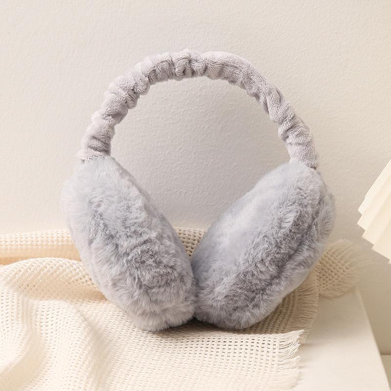 Foldable Plush Earmuffs: Cute, Solid Color, Warm, Cold-Proof for Men & Women.