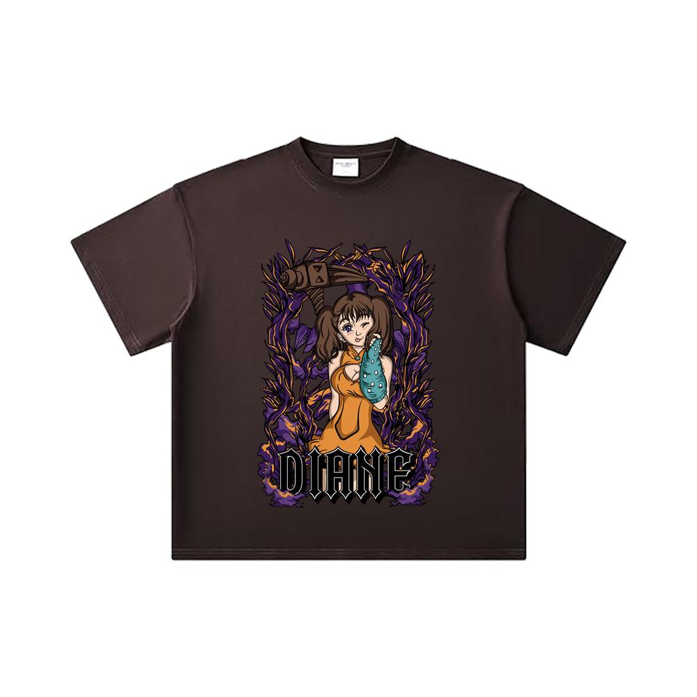 260 GSM Double Yarn 32 Count 100% Cotton Seven Deadly Sins V2 Diane Print Unisex Heavy Cotton T Shirt