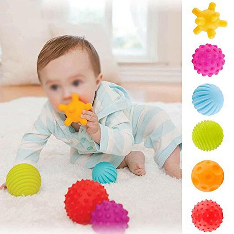 6pcs Baby Soft Massage Sensory Development Puzzle Ball Sound Toys For Infants