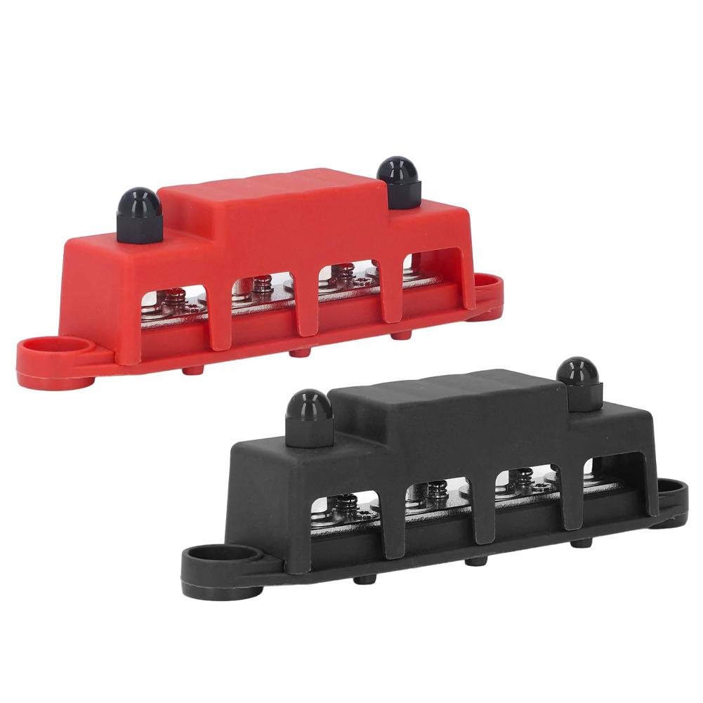 DC 12V-48V 250A RV Yacht Båt Samlingsskena Terminal Batteri Strömfördelningsblock Med Lock M8 Skruv 4 för Bil Husbil Lastbil