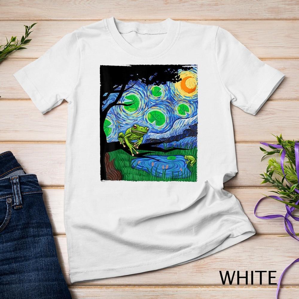 Frog Tshirt, Starry Night Cat Tee, Van Gogh Frog Gift, Frog Unisex T-shirt