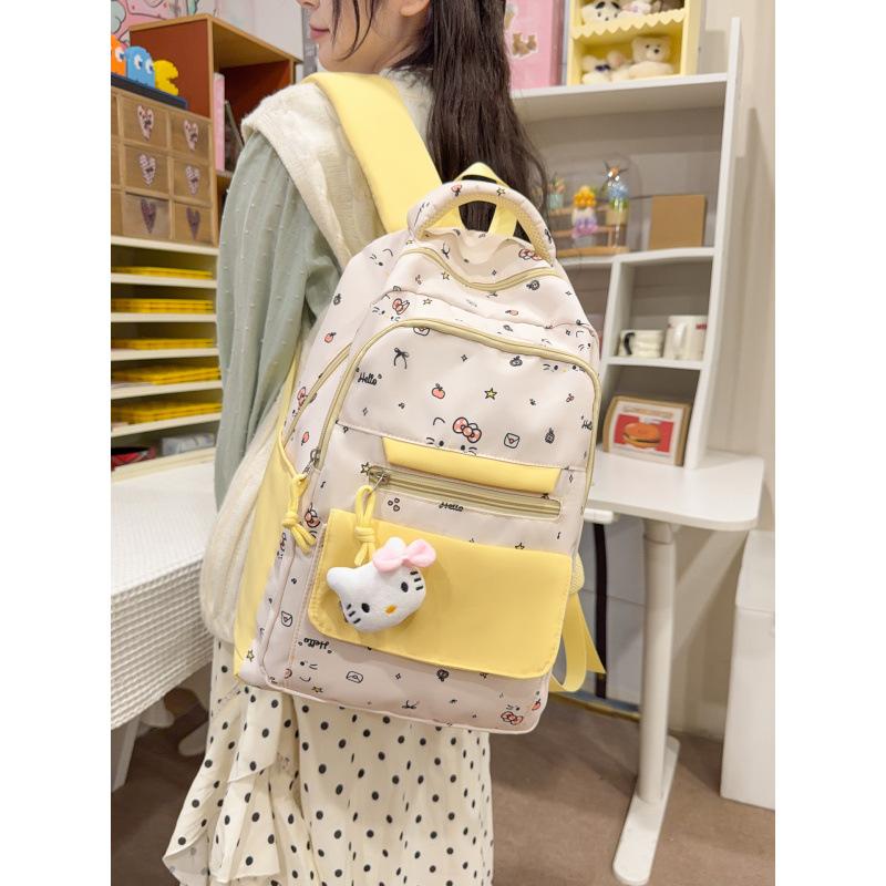 Schoolbag New High-value Korean Backpack Female Student Schoolbag Cute Contrasting Color Lightweight Large-capacity Junior High School High School