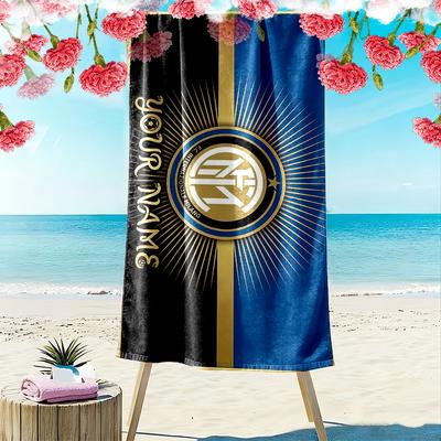 FC Internazionale Milano Print Beach Towel, Large Soft Quick Dry Towel for Beach Camping Swimming
