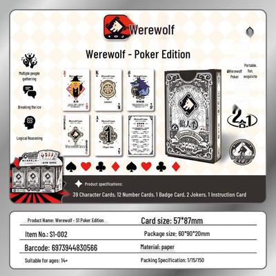 Official Werewolf Poker Two-in-One Game: Logic & Reasoning Board Cards