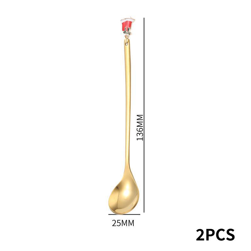 Stainless Steel Christmas Spoon Set Elk Pendant Exquisite Craft Tea Spoon Creative Tableware Party Ornament Style Dessert Spoon
