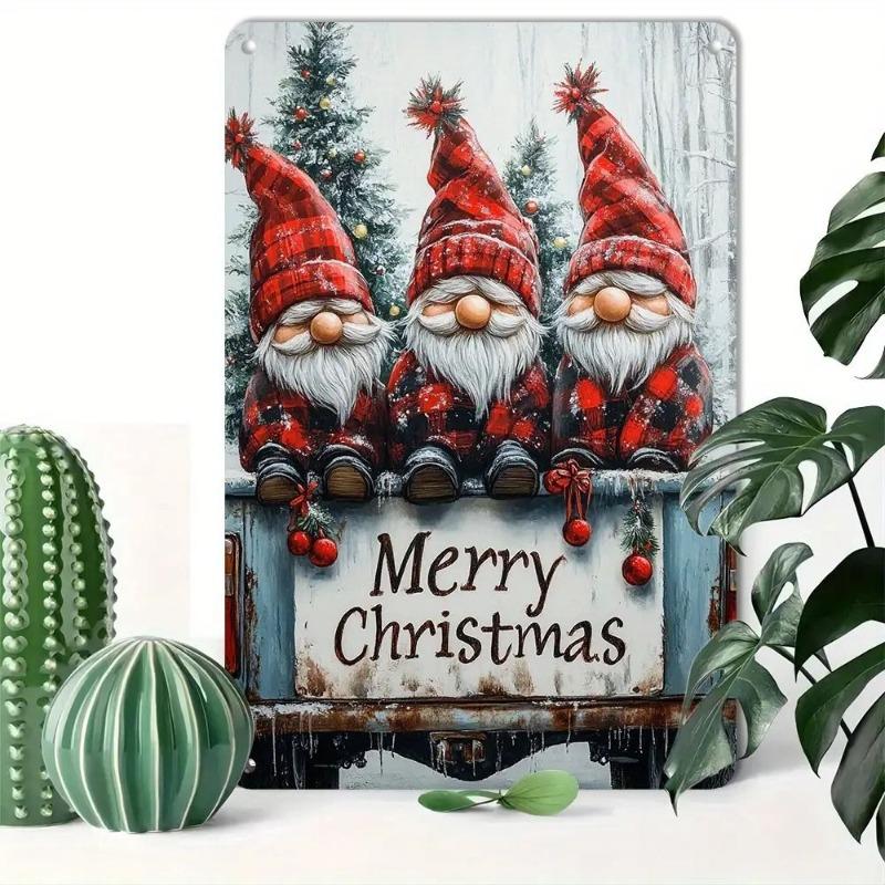 Vintage Merry Christmas Metal Sign, Retro Holiday Wall Decor 20x30cm