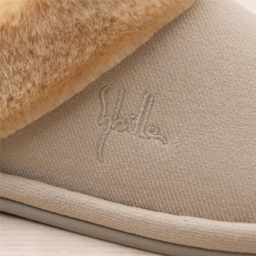 Sybilla Sonia Größe M Senko 72865 Hausschuhe, (Ca.. 22-24 cm), Beige, Waschbar, Stilvoll, Niedlich, Warm, Kaltwetter-Boa,