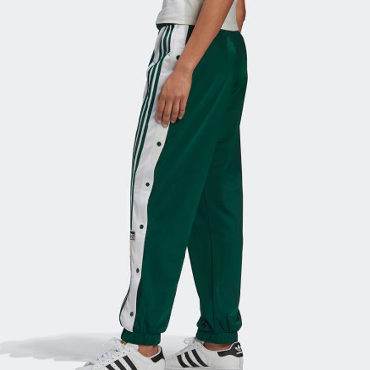 Adidas Originals Color Block Striped Retro Sports Long Pants Knitted Sports Pants Women Bottoms Dark-Green GJ8277