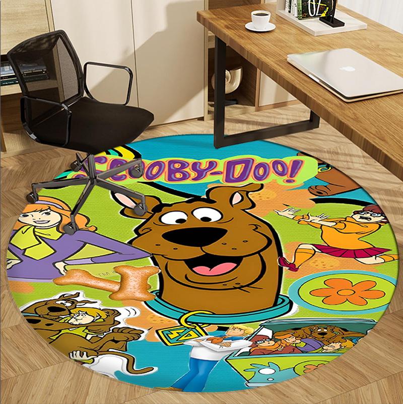 Scooby Pattern Round Rug, Indoor/Outdoor Mat, for Picnic, Gameroom, Bedroom, Office, Living Room, Home Decor Carpet, Birthday Gift