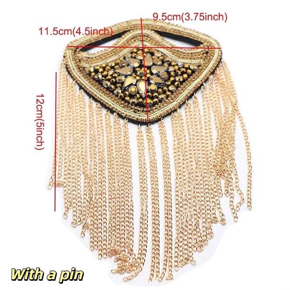 Beaded Decoration Shoulder Brooch Pin Metal Punk Style Shoulder Badge Clothing Accessories