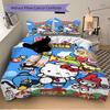 3pcs Lively Hello Kitty Friends Pattern Bedding Three-Piece Set (1 Cover + 2 Pillowcases, No Fillings),  Soft and Comfortable W055