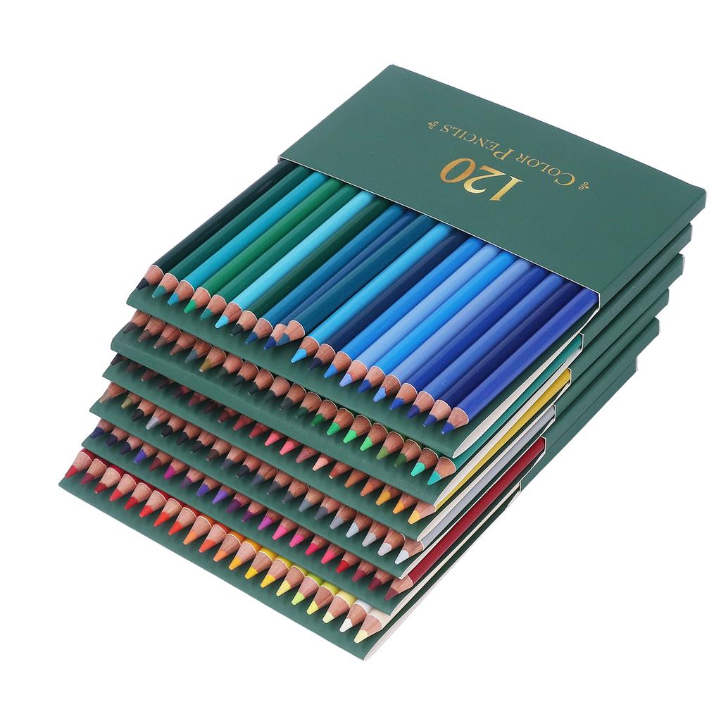 120 Colored Pencils for Artists Glossy Color Rendering Oil Based Professional Colored Pencils with Green Box for Drawing
