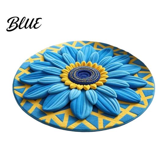 Floral Patterned Bathroom Diatomaceous Earth Absorbent Quick Sunflower Area Rug 3D Dry Plush Floor Decoration