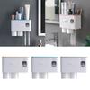 Wall Mounted Toothbrush Holder with Toothpaste Dispensers 2Pcs Toothbrush Holders Toothpaste Press Set for Bathroom