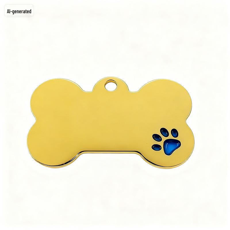 Zinc Alloy Pet ID Tag: Engravable Bone-Shaped Nameplate for Dogs & Cats