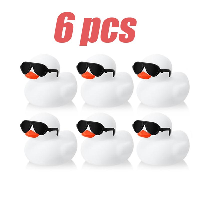 

6/12/24Pcs Small Rubber Ducks White With Sunglasses Sets Duck Toys Squeaky Rubber Ducks Cute Duckies For Birthday Party Favor