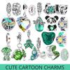 Kupfer Original Grüne Serie Niedlicher Frosch Regenschirm Anhänger Perle Liebe Anhänger Passend für Armband Schmuck Geschenk Herstellung