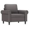 Armchair with Footstool Grey 60 Cm Faux Leather