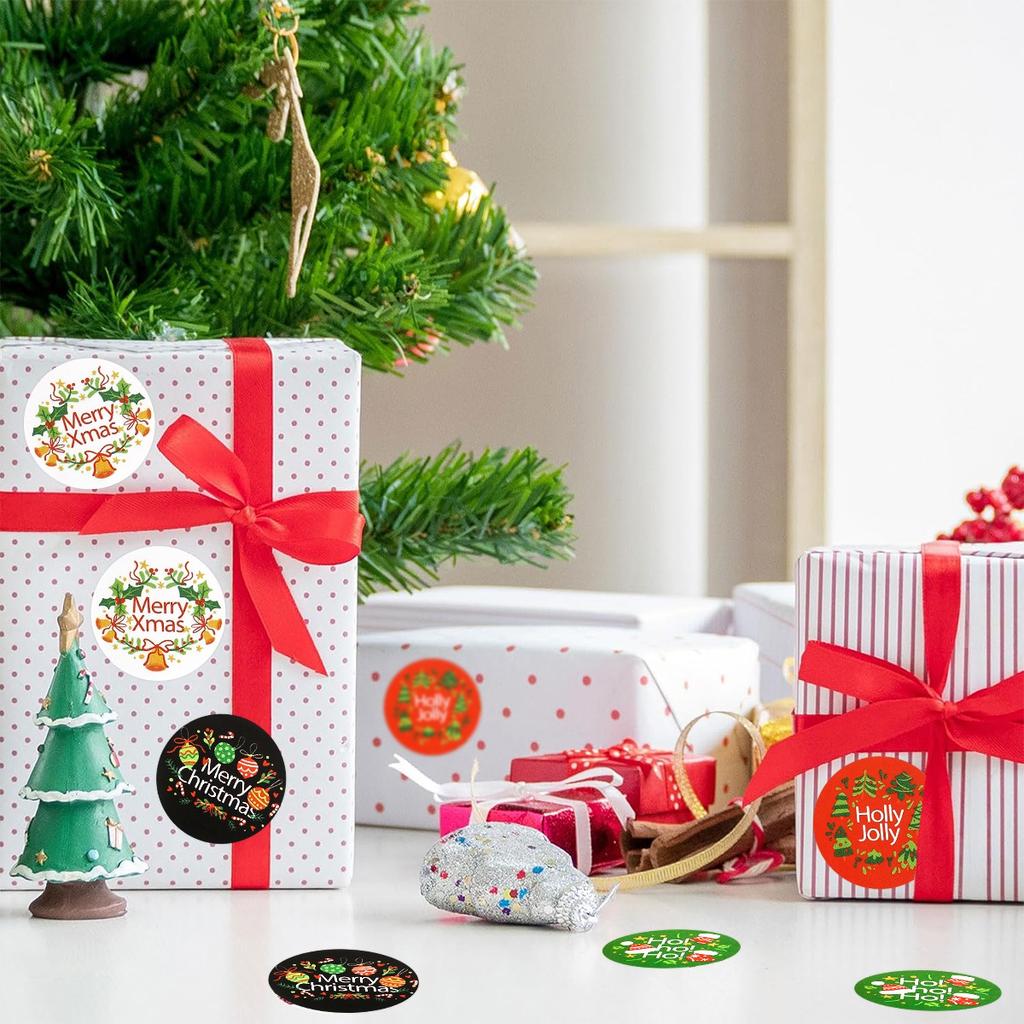 500pcs Merry Christmas Stickers Round Stickers Christmas Tag for Envelope Sealing Gift Decor Shop Product Packaging Stickers