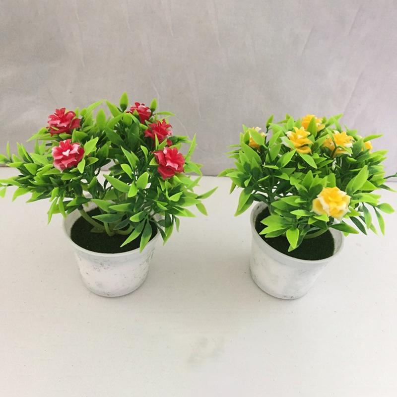Add Color To Your Life Plastic Rose Mini Potted Plant Bonsai Home Decor