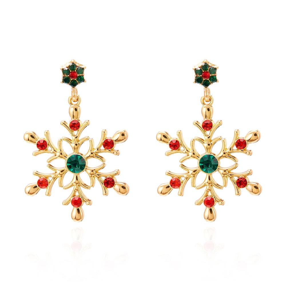 Pearl Christmas Stud Earrings Multicolor Xmas Dangle Earrings Sweet Snowflake Earrings  Holiday