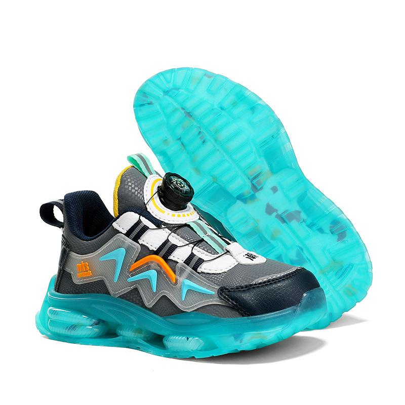 Children's sports shoes mesh rotating button medium and large children's boys' shoes soft-soled running shoes popular classmate basketball shoes