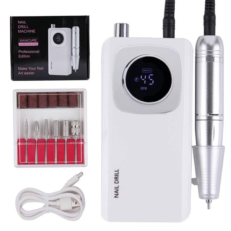 45000RPM Nail Drill Machine Electric Portable Nail File Rechargeable Nail Sander for Gel Nails Polishing For Home Manicure Salon